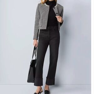 Cuffed gray denim boyfriend Jean